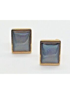 Forsyth Cufflinks Iridescent Blue Purple  Gold Tone MCM Mod Modern